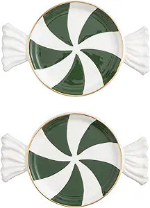 Mud Pie Christmas Green Peppermint Tidbit Plate Set | Amazon (US)