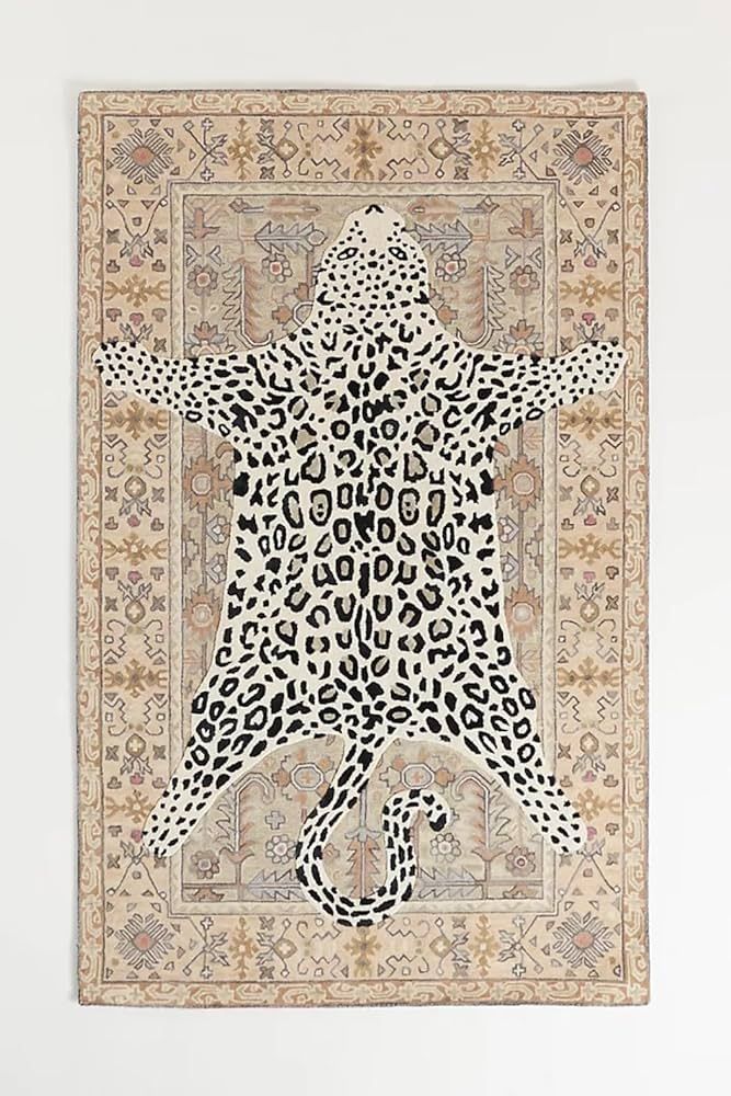 Restoration and Renovation Modern Leopard Wool Rug with Persian Background | Handmade, Animal Pri... | Amazon (US)