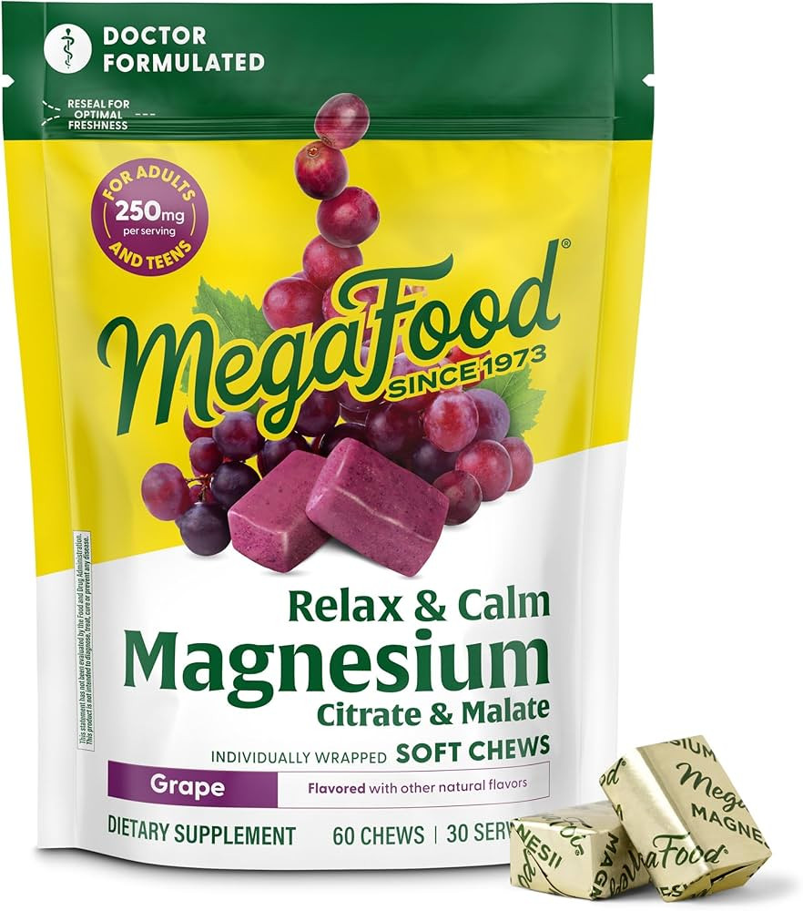 MegaFood Relax + Calm Magnesium Supplement - Soft Chews with Magnesium Citrate & Malate for Heart... | Amazon (US)
