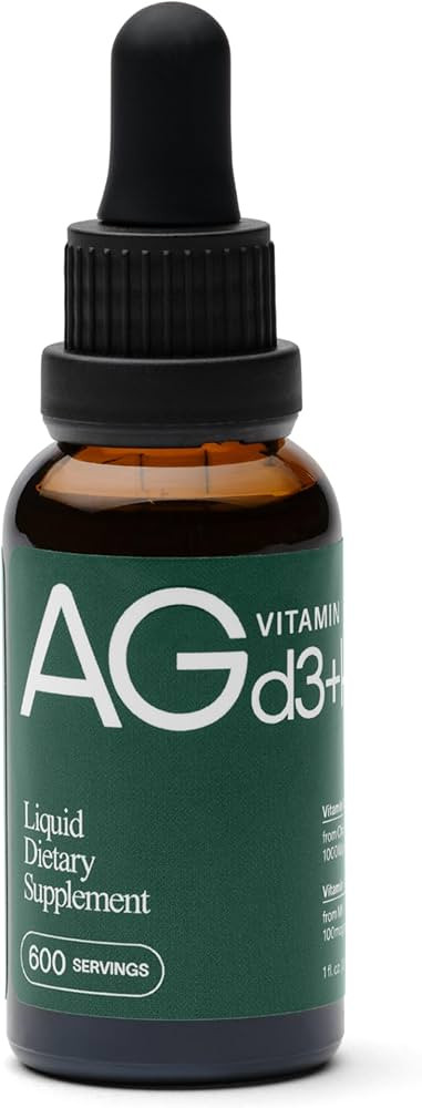 AG1 Vitamin D3 K2 Drops, 1000IU of Vitamin D3 and 1000mcg of K2 per Serving, Supports Bone Densit... | Amazon (US)
