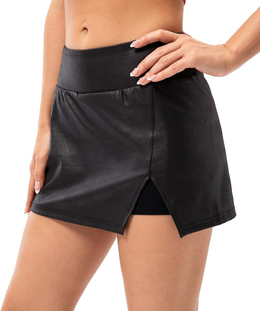 Lavento Women's Athletic Skirt 13.5" - Ribbed Split Active Skort with Built-in Shorties Tennis Sk... | Amazon (US)