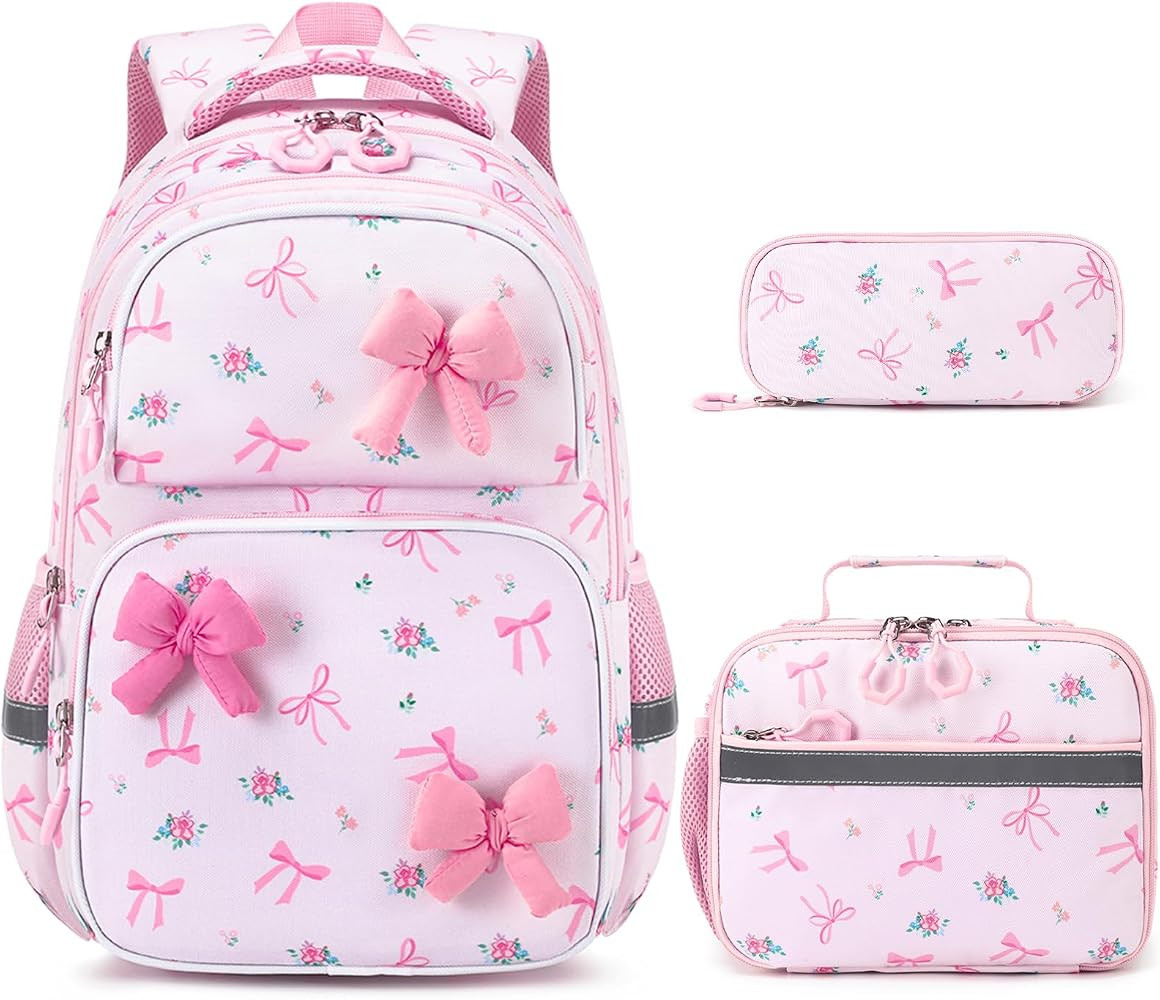 Kids Backpack for Girls Ages 4-8, Cute 3D Soft Bow | Amazon (US)