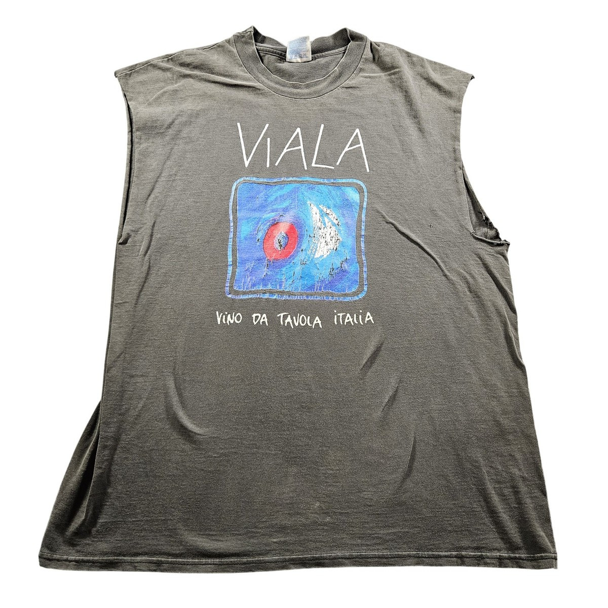Vintage Viala Shirt Mens XL Sleeveless Graphic Art Italy Wine Tee 90s Distressed | eBay | eBay US