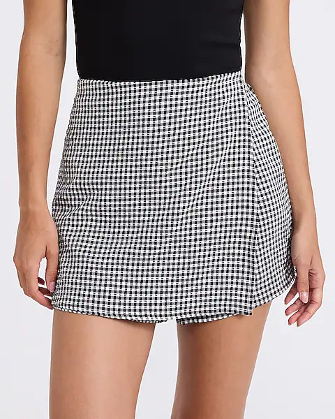 Gingham High Waisted Wrap Skort | Express