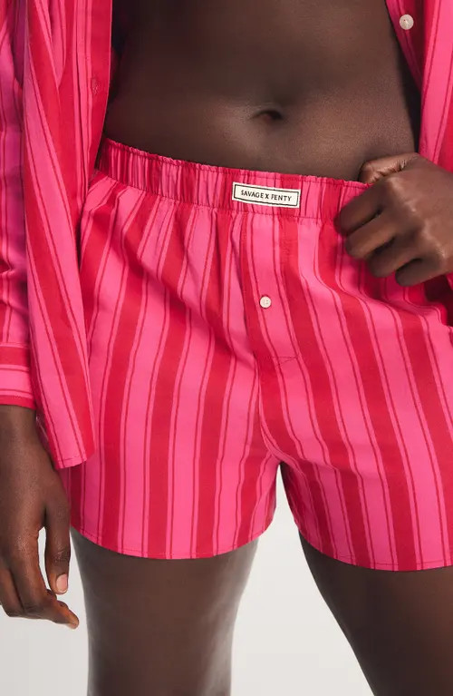 SAVAGE X FENTY Kickback Casuals Pajama Boxers in Fuchsia Pink/Red Let at Nordstrom, Size Large | Nordstrom