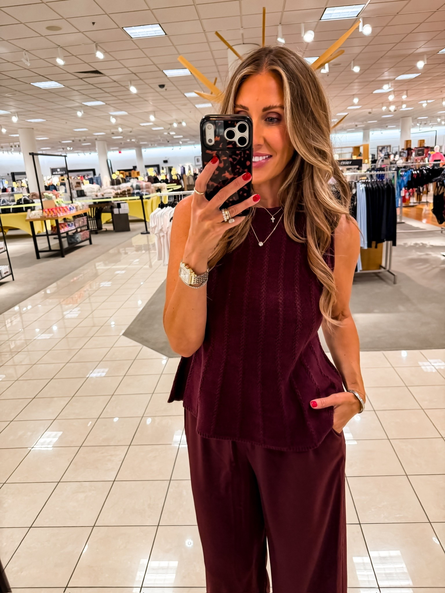 This matching set is such an easy way to wear color without overthinking it. The rich burgundy shade feels perfect heading into fall, while the lightweight knit shell and flowy pants keep it comfortable enough to wear now. I love that the pieces can be styled together for a coordinated look or mixed with other wardrobe staples.

Size M

matching set, burgundy outfit, knit tank, wide leg pants, monochromatic outfit, fall transition outfit, elevated casual style, Nordstrom style, comfortable outfit, capsule wardrobe, everyday fashion, TheMomInStyle

#LTKootd #LTKSeasonal #LTKSaleAlert