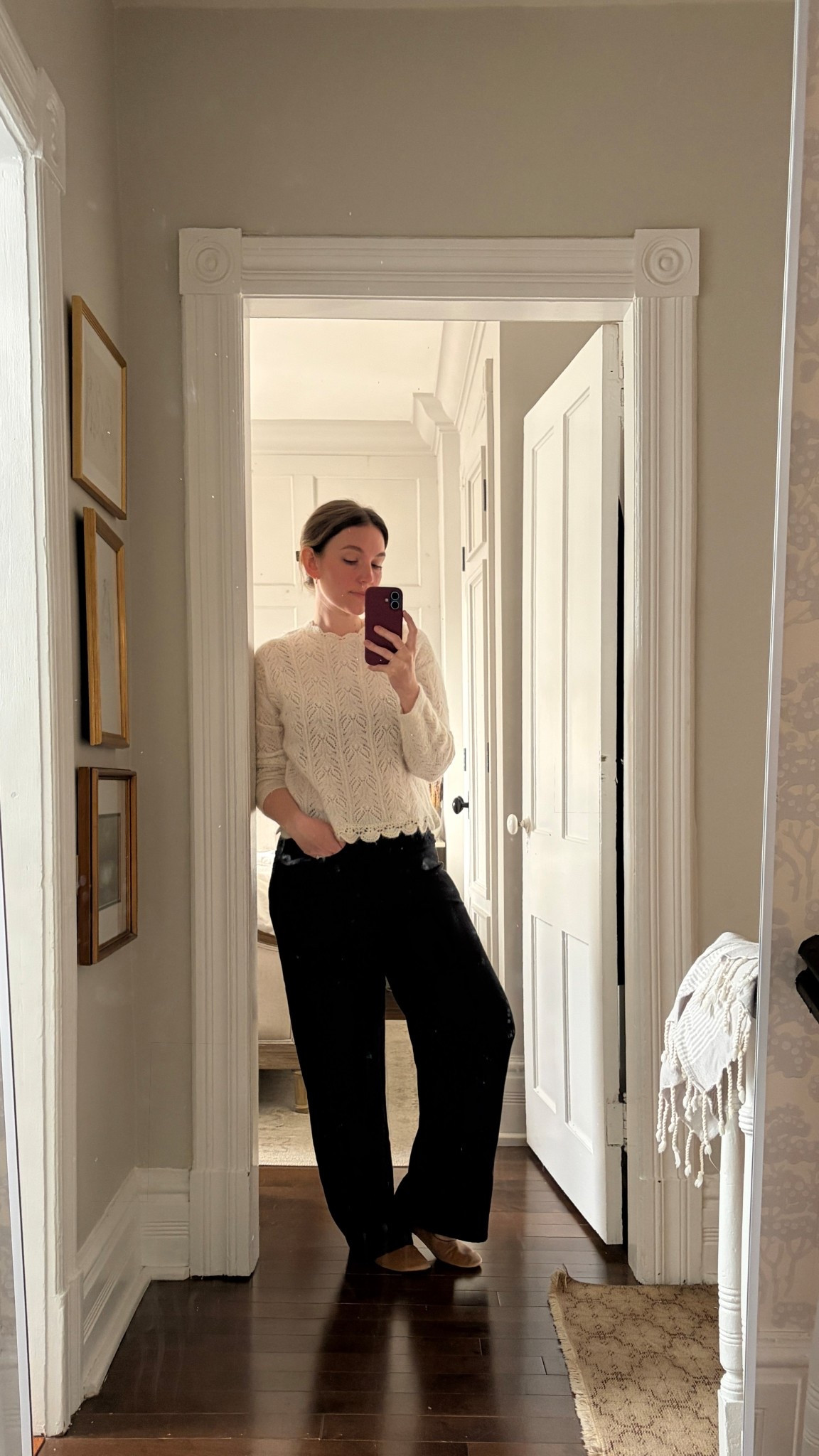 Two of my most worn pieces: this beautiful wool knit sweater and linen cotton black pants