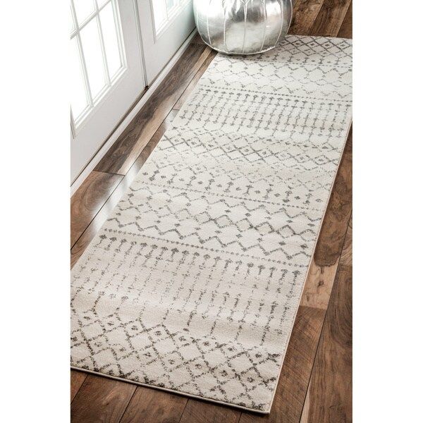 The Curated Nomad Ashbury Grey Geometric Moroccan Beads Runner Rug - 2'8 x 8' | Bed Bath & Beyond