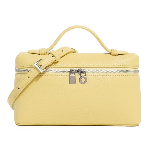 Crossbody Bag for Women Top-Handle Pouch Mini Bag Designer Shoulder Leather Handbag Trendy Purse (Light Yellow) | Amazon (US)