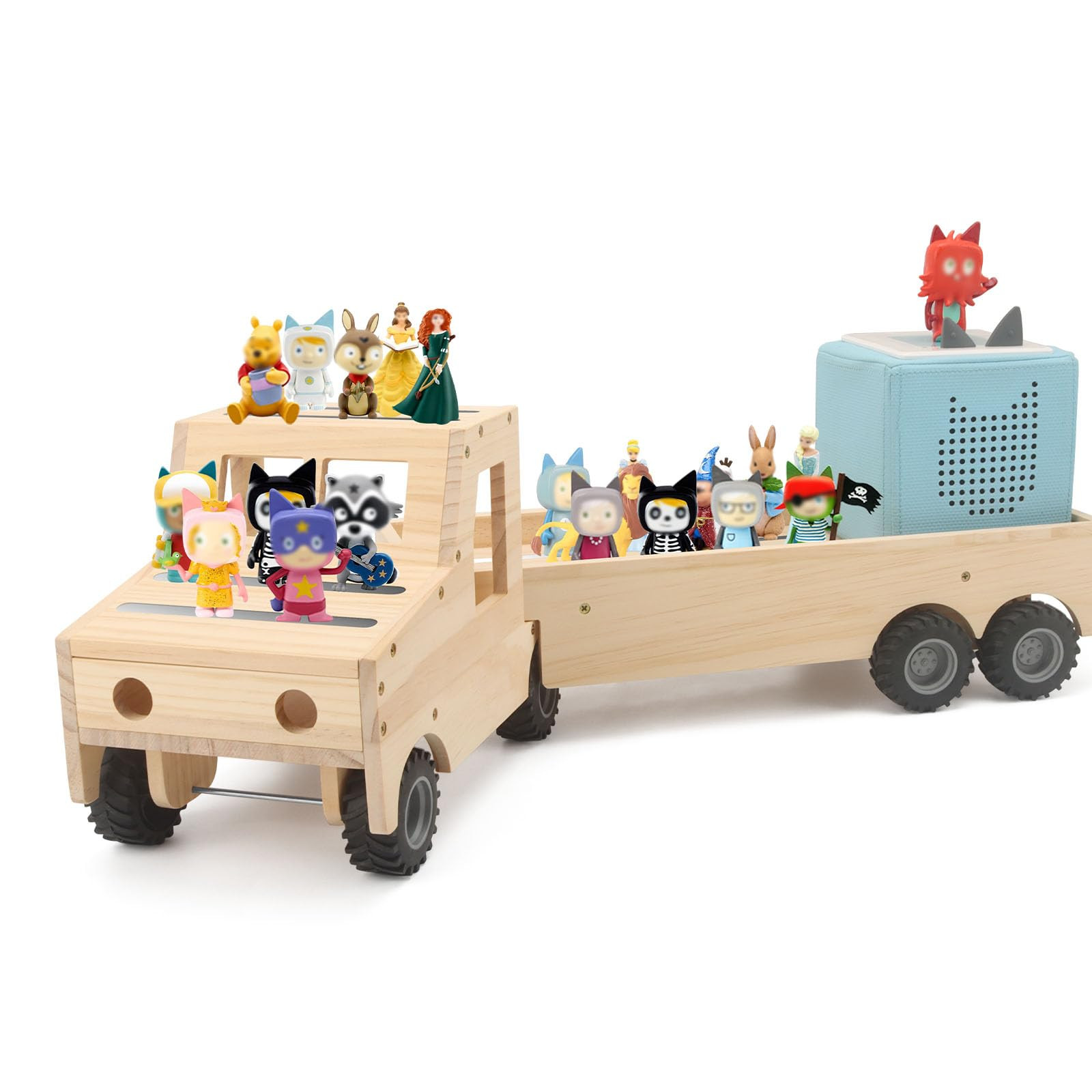 Storage & Play Car for Toniebox 2/1 and Tonie Figures Storage Shelf (Wooden Trailer), Magnetic Sh... | Amazon (US)