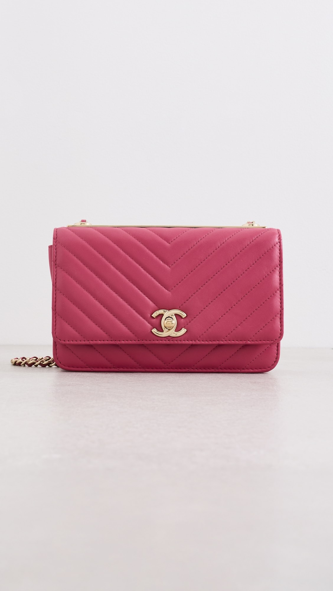 What Goes Around Comes Around Chanel Pink Lambskin Trendy CC Wallet On Chain | Shopbop | Shopbop