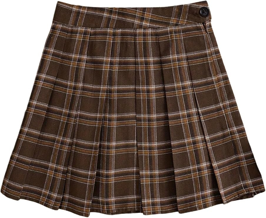 SweatyRocks Women's Y2K Plaid Pleated Skirt A Line High Waist Mini Skirt | Amazon (US)