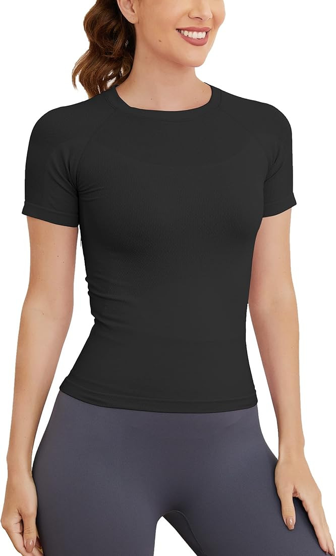 MathCat Workout Shirts for Women, Workout Tops for Women Short Sleeve, Seamless Yoga Shirts, Brea... | Amazon (US)