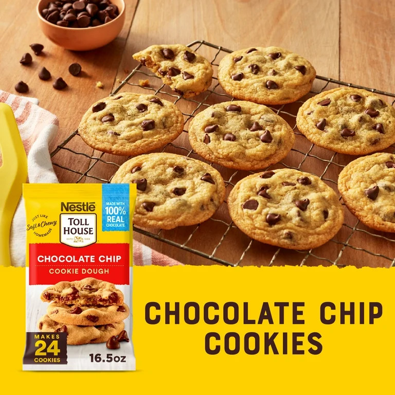 Nestle Toll House Chocolate Chip Ready to Bake Cookie Dough, Makes 24 Cookies for Valentine's Day... | Walmart (US)