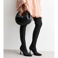 Women's Truffle Black Heeled Over The Knee Boots New Look | New Look (UK)