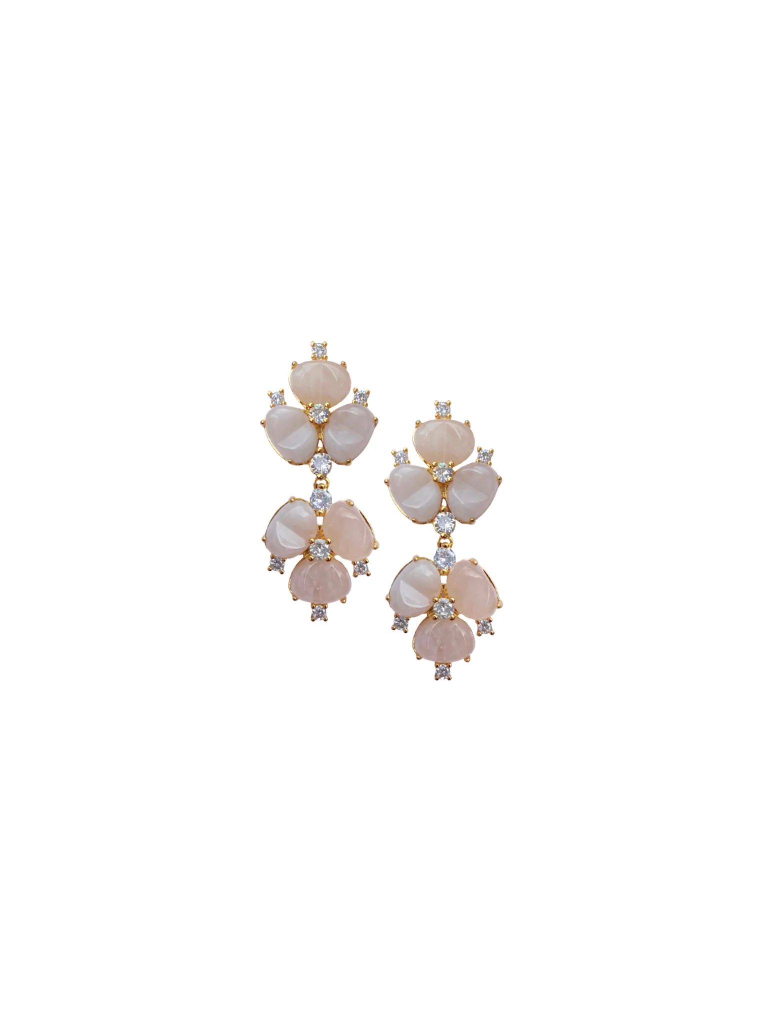 Petite Rose Quartz Clover Drops | Nicola Bathie Jewelry