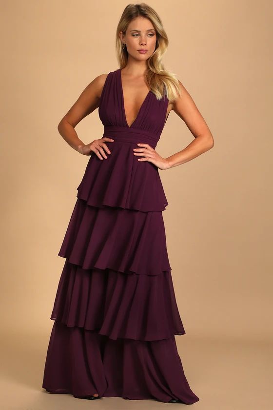Amazing Evening Dark Purple Tiered Maxi Dress | Lulus (US)