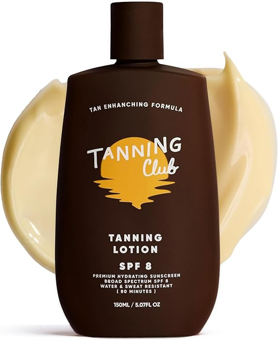 Tanning Club - Tanning Lotion SPF 8 - Hydrating Sun Care with Beta-Carotene, Green Tea, and Aloe ... | Amazon (US)