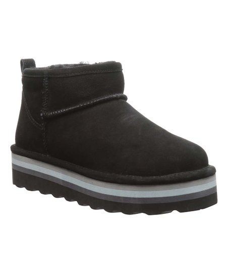 BEARPAW Black Retro Shorty Suede Platform Ankle Boot - Women | Zulily