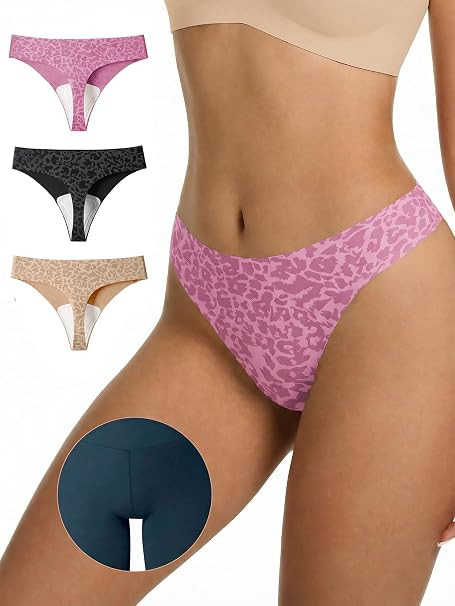 LUCKMEEY Cotton Thongs for Women Seamless Thongs for Women No Show Thong Panty Liners Workout G-S... | Amazon (US)