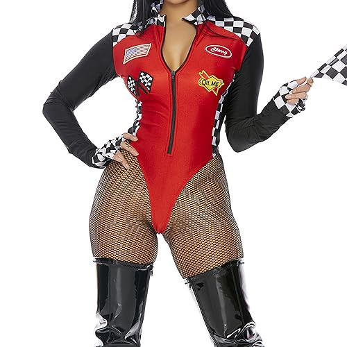Forplay Womens 4pc. Racer Adult Sized Costumes, Red, Medium/Large US | Amazon (US)