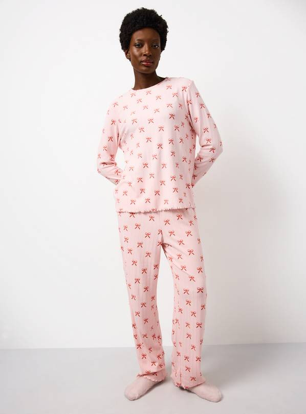 Pink Bow Printed Pointelle Pyjamas XL | Tu Clothing
