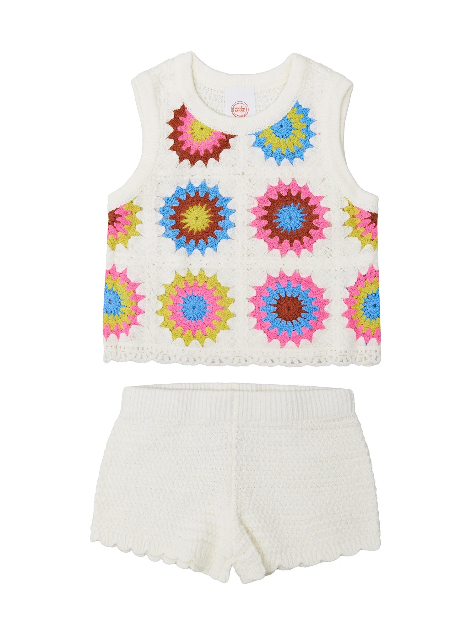 Wonder Nation Toddler Girl Crochet Tank and Short Set, Sizes 12M-5T | Walmart (US)