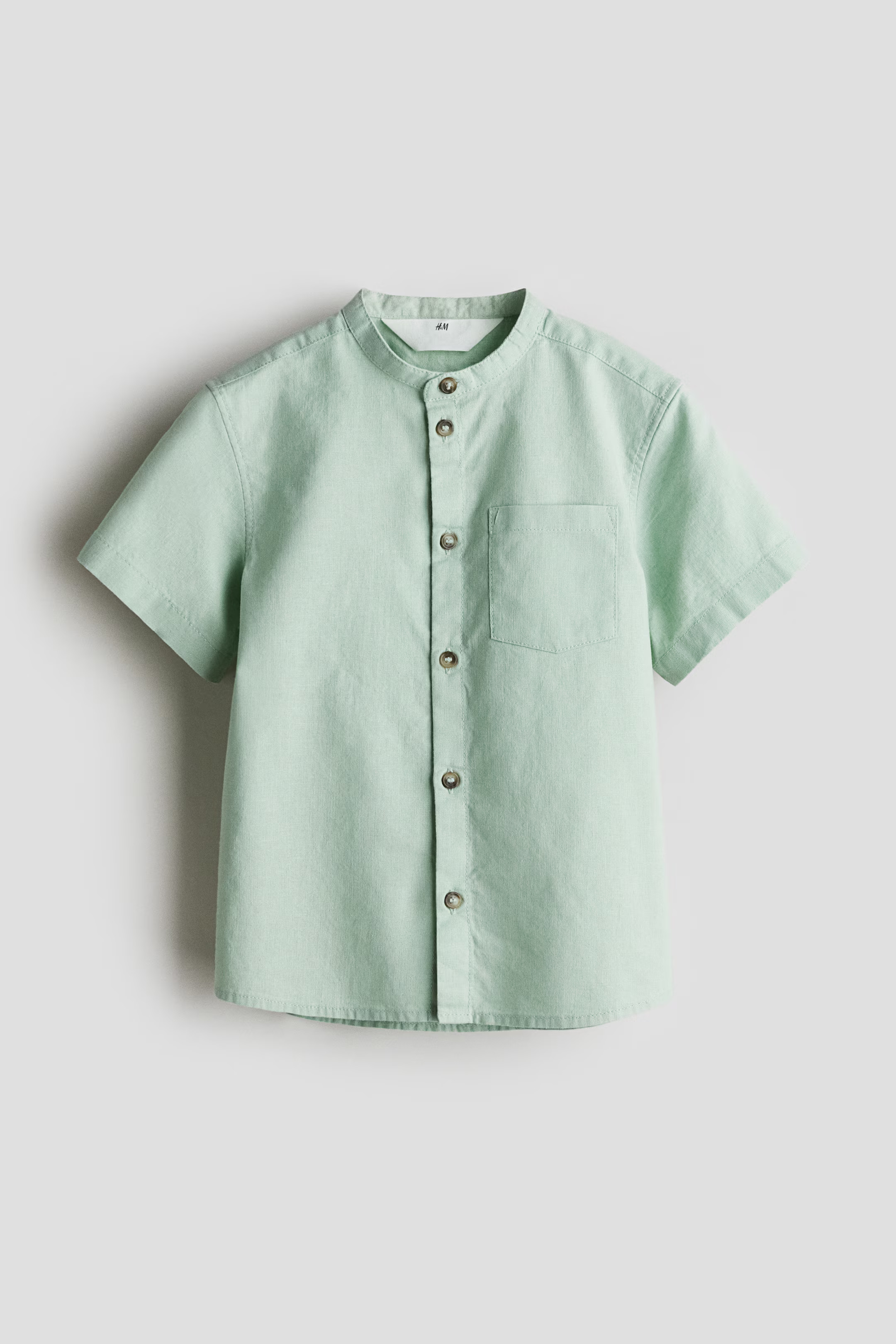 Linen-blend Band Collar Shirt | H&M (US + CA)