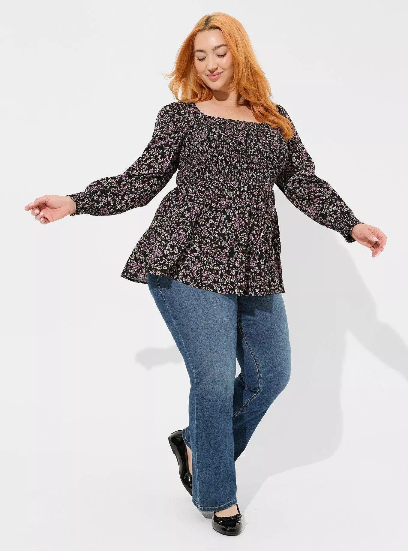 Babydoll Rayon Slub Smocked Tiered Top | Torrid (US & Canada)