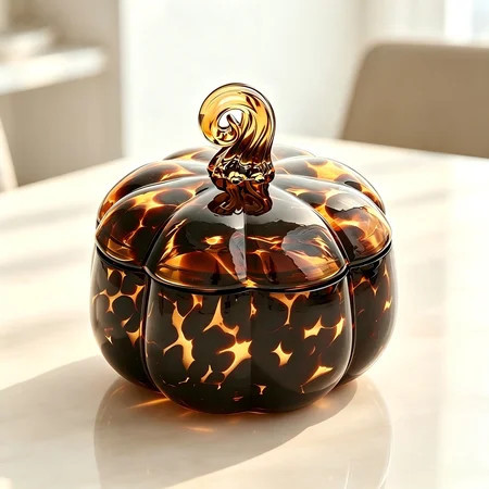 2-Wick Tortoiseshell Pumpkin Glass Jar Candle - Farm Apple & Pumpkin Scented Soy Blend Candle with Cinnamon, Citrus & Maple Butter Notes for Fall Decor & Halloween Gifts(8OZ) | Walmart (US)