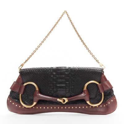 GUCCI Tom Ford Vintage Horsebit black leather gold buckle shoulder chain bag  | eBay | eBay US