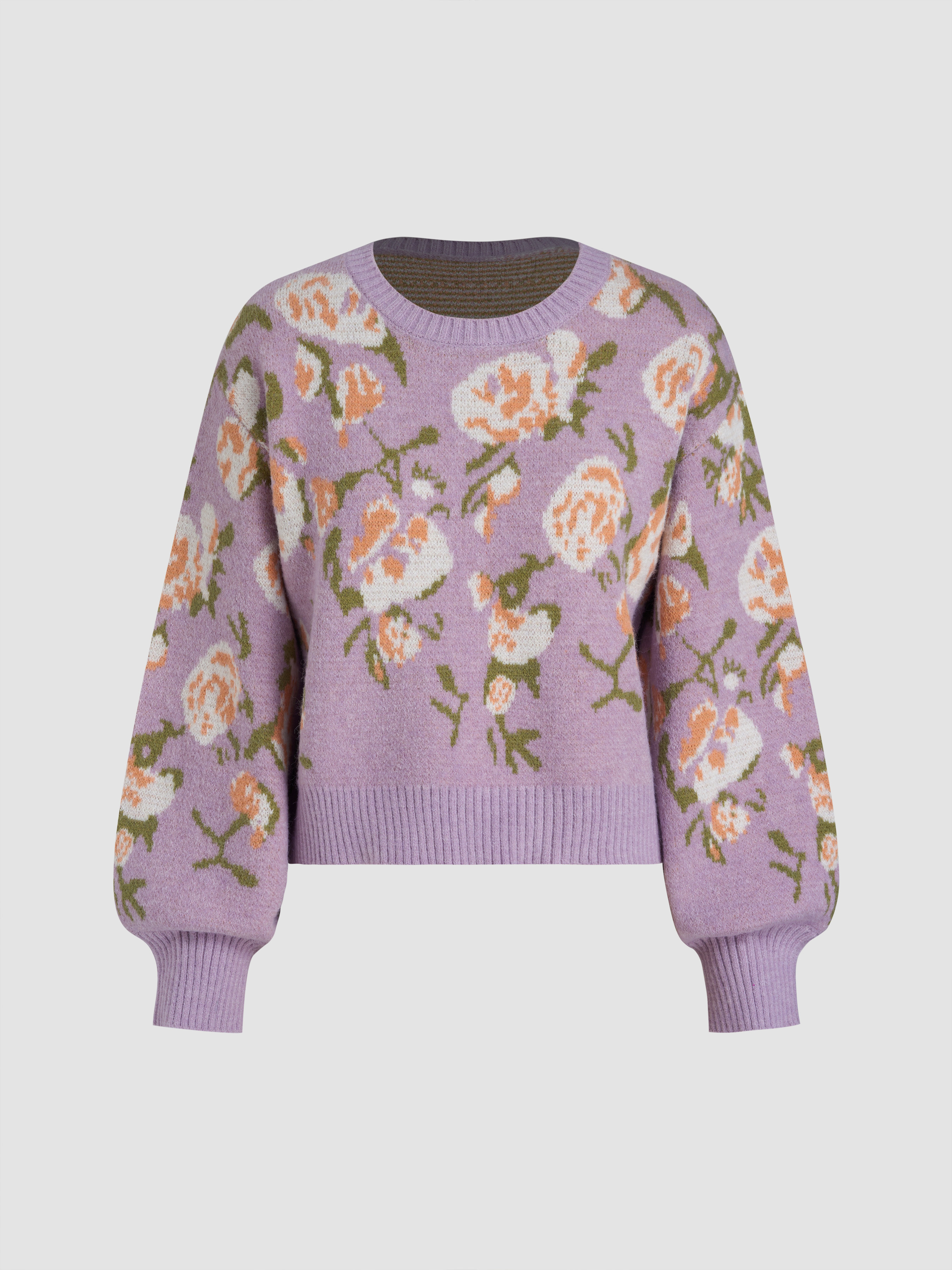 Knit Fabric Knit Floral Oversized Sweater For Vacation | Cider