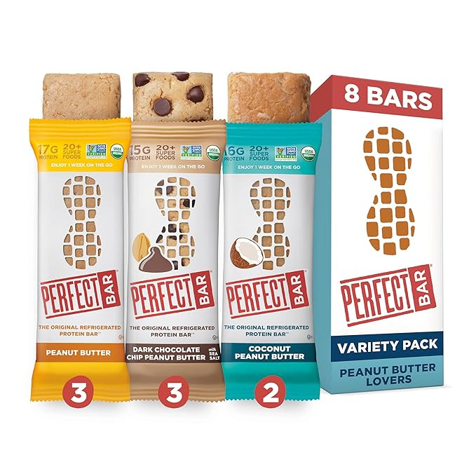 Perfect Bar Original Refrigerated Protein Bar, Peanut Butter Lover's Variety Bundle, 2.2-2.5 Ounc... | Amazon (US)