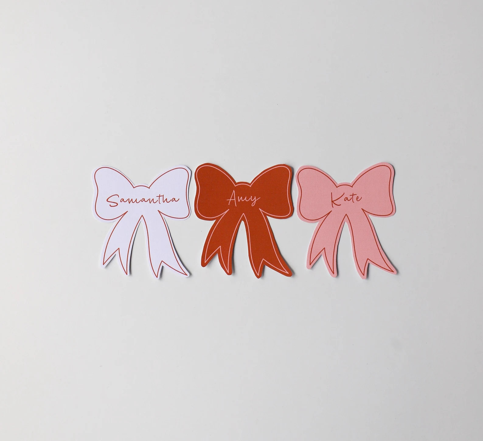 Blush Pink BOW SHAPED PLACECARD Template Hand Drawn Bow Illustration, Handwritten Bow Place Card,... | Etsy (US)