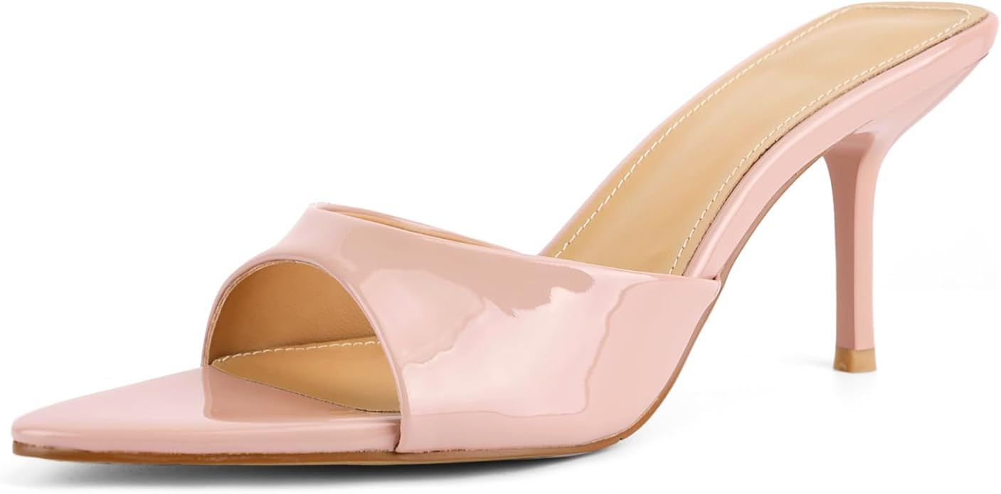 QIV Leopard Kitten Heels Pointed Toe Mule Heels for Women Open Toe Kitten Heel for Party Dressy W... | Amazon (US)