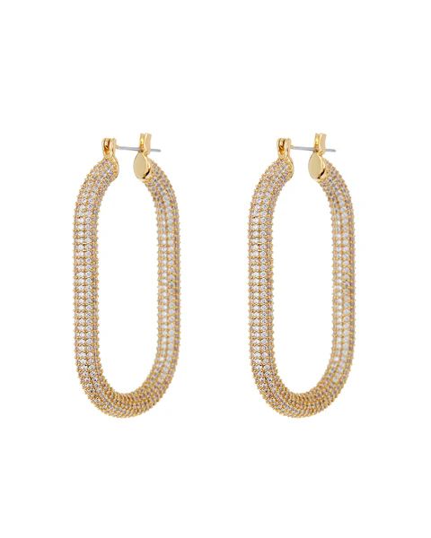 Pave Amber Hoops- Gold | LUV AJ
