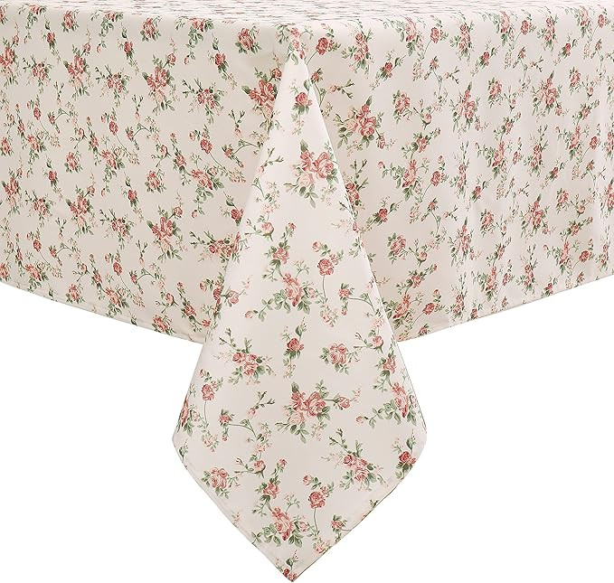 Flyspeed Rectangle Red Rose Floral Print Tablecloth Table Waterproof Cloth for Dinning Room 60 In... | Amazon (US)