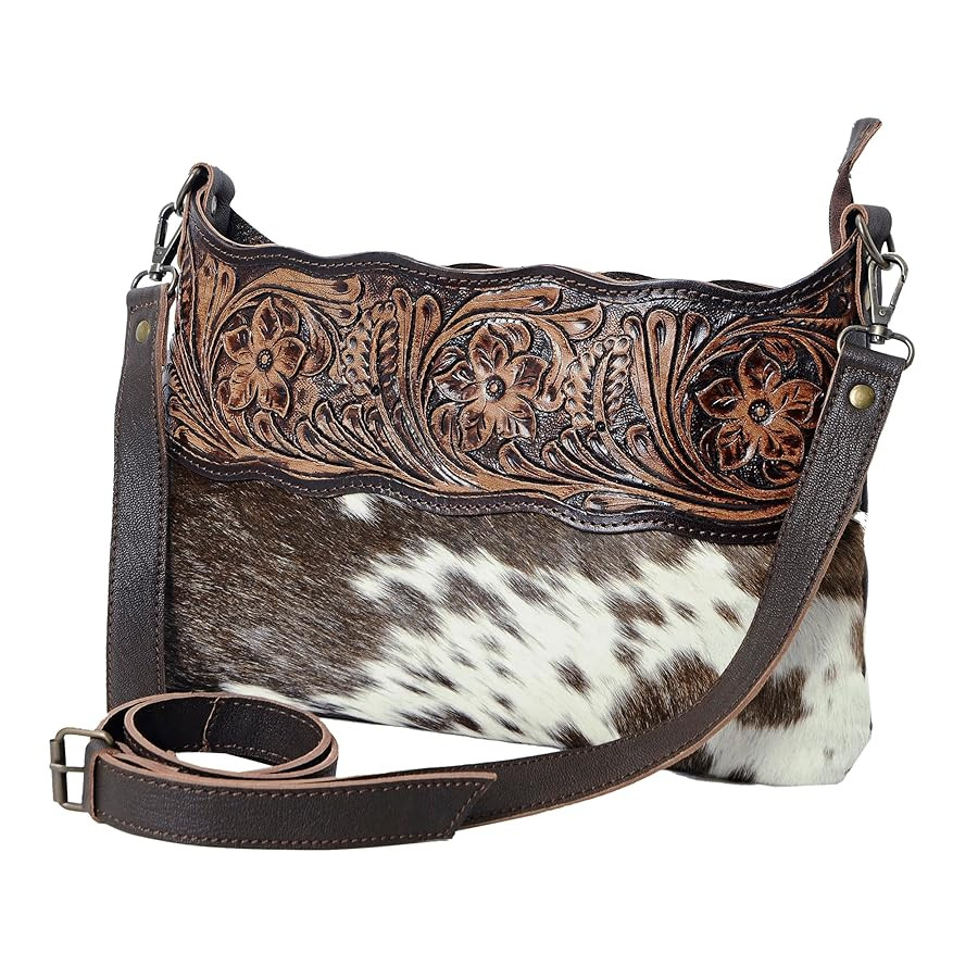 Women Natural Cowhide Leather Hand Bag With Adjustable Detachable Strap Leather Massenger Handbag... | Amazon (US)