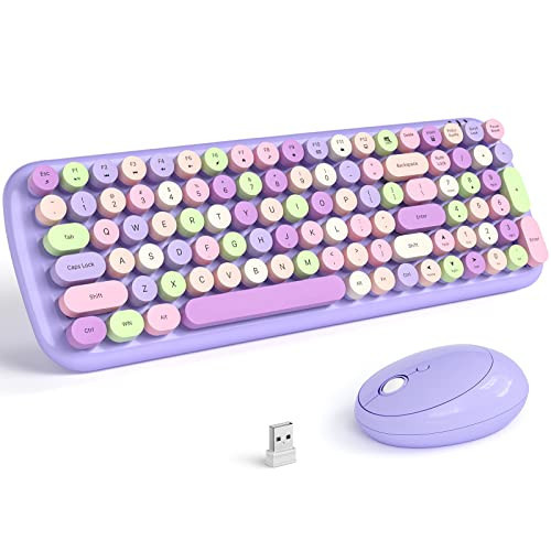 MOFII Wireless Keyboard and Mouse Combo, 2.4Ghz USB Office Keyboard with Multi-Media Function Keys and Number Pad for PC Computer Windows (Purple Colorful) | Amazon (US)