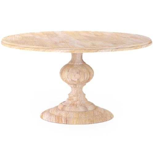 Frida French Country Brown Mango Wood Round Dining Table - 60"W | Kathy Kuo Home