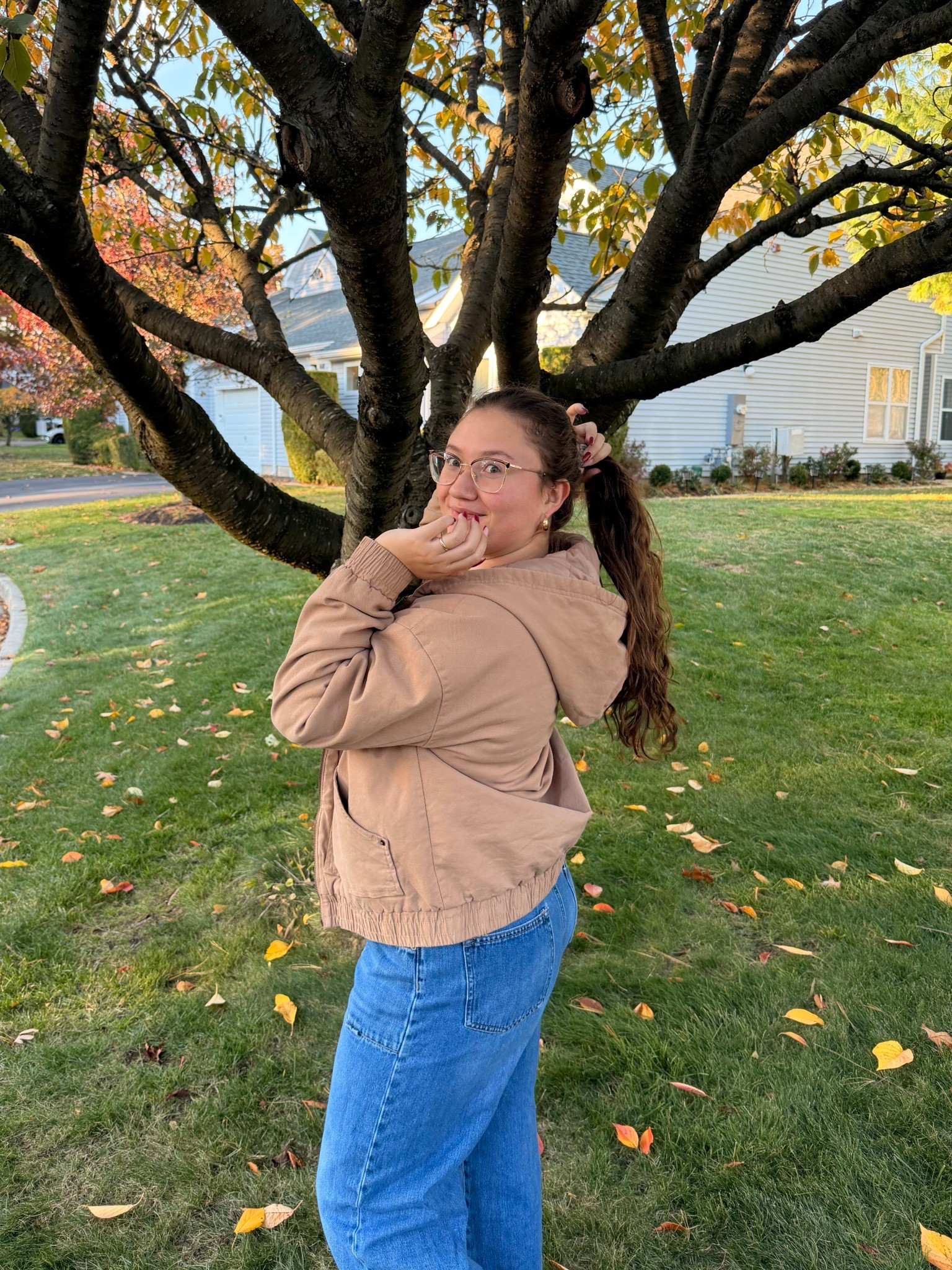 cute fall outfit idea - tan bomber jacket with classic baggy blue jeans! pair with any fitted shirt and preferably jordans (; 

#LTKMidsize #LTKSeasonal #LTKStyleTip