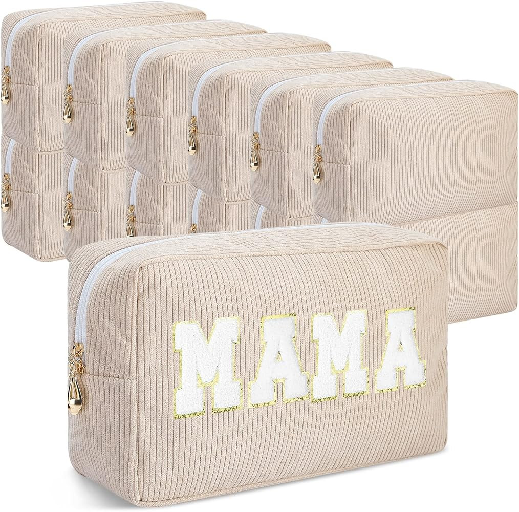 Amylove 12 Pcs Corduroy Makeup Bag Large Capacity Preppy Cosmetic Bag Bulk DIY Daily Use Plain Po... | Amazon (US)