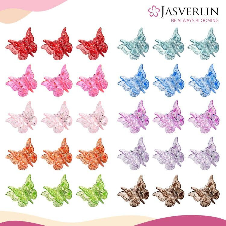 Glitter Mini Butterfly Hair Claw Clips, Sparkly Colorful Hair Accessories for Girls and Women - 9... | Amazon (US)