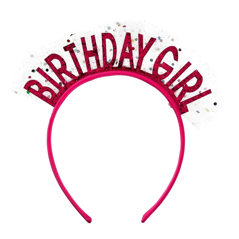 Pink Birthday Girl Tulle Headbopper, by Way To Celebrate - Walmart.com | Walmart (US)