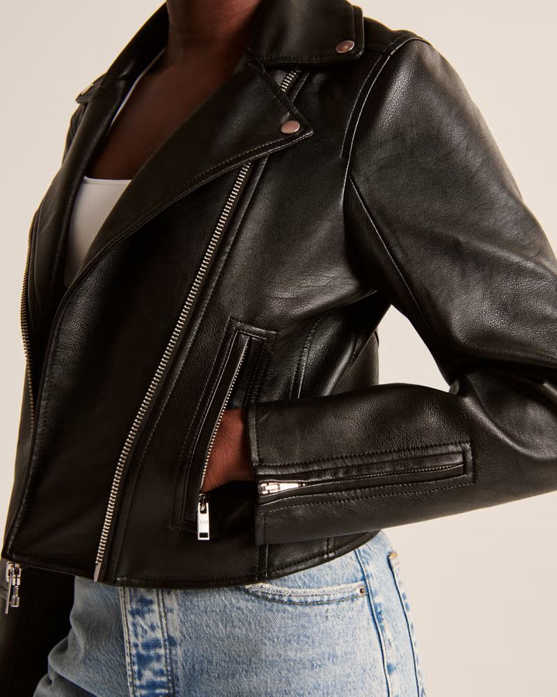 Vegan Leather Moto Jacket | Abercrombie & Fitch (US)