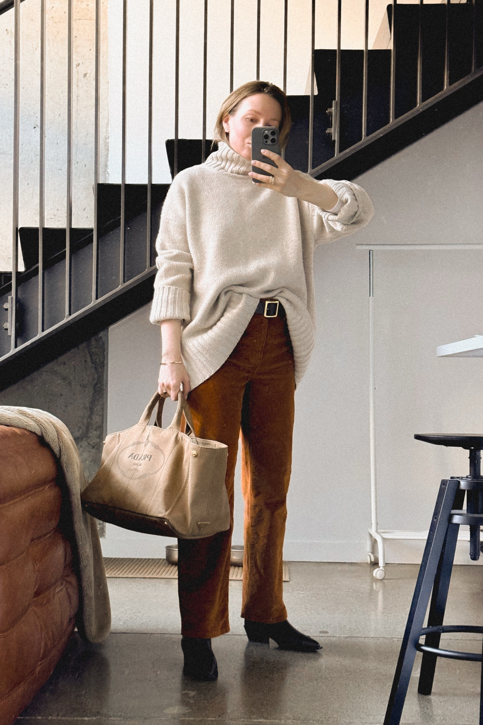 OOTD: corduroy pants (Madewell) + chunky knit cashmere Swea (COS) + large canvas tote (Prada Canapa) + black cowboy boots (Aeyde Hester). 


#LTKSeasonal #LTKStyleTip #LTKItBag