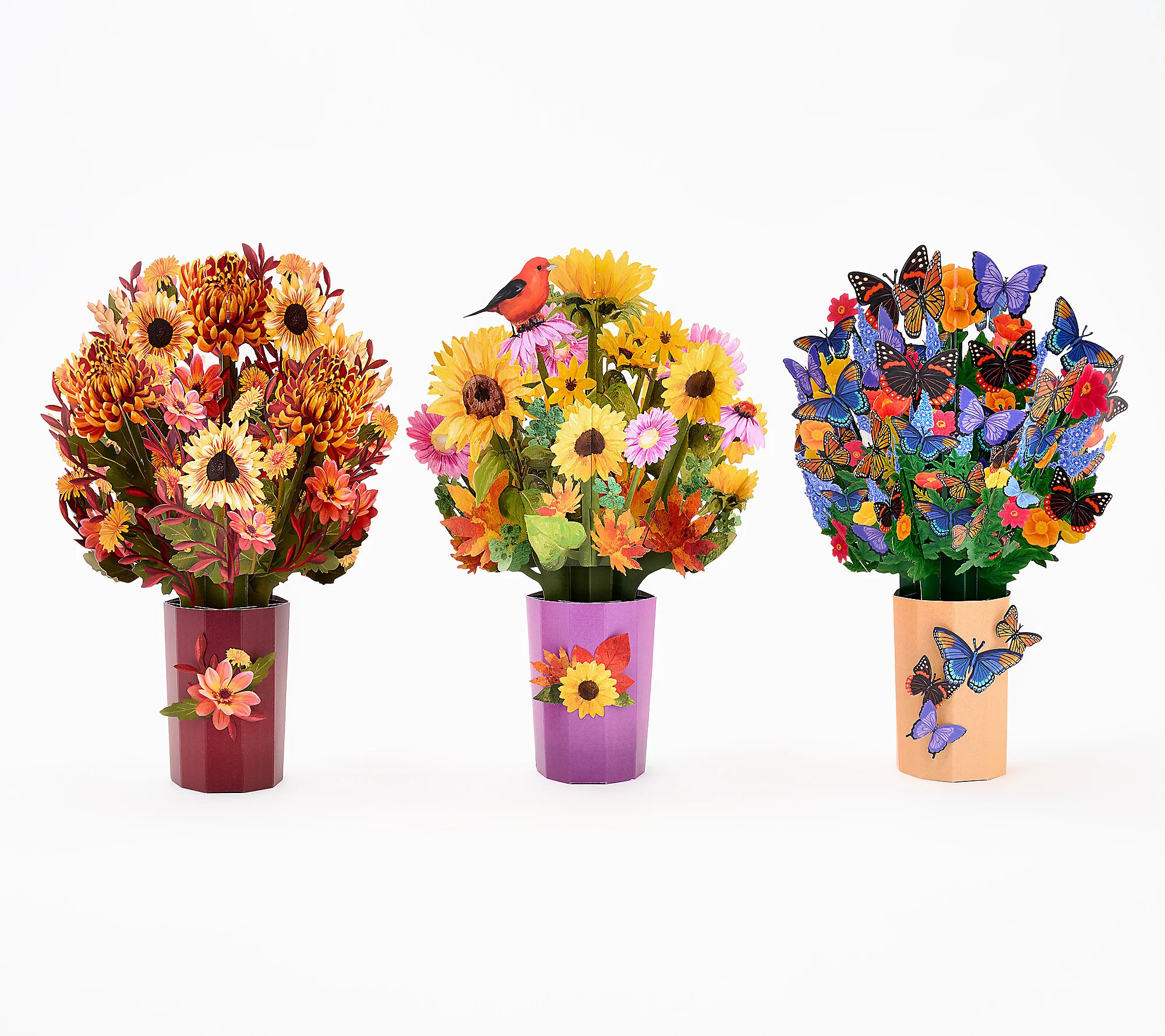 Lovepop Cards S/3 Pop-Up Fall Flower Bouquet Assortment | QVC