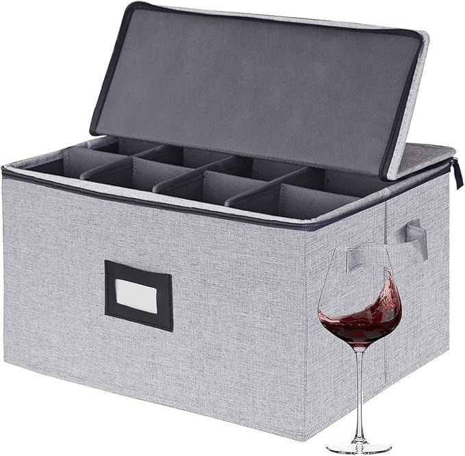 Stemware Storage Box,China Storage Containers Chest Boxes Holds 12 Wine Glass or Crystal Glasswar... | Amazon (US)