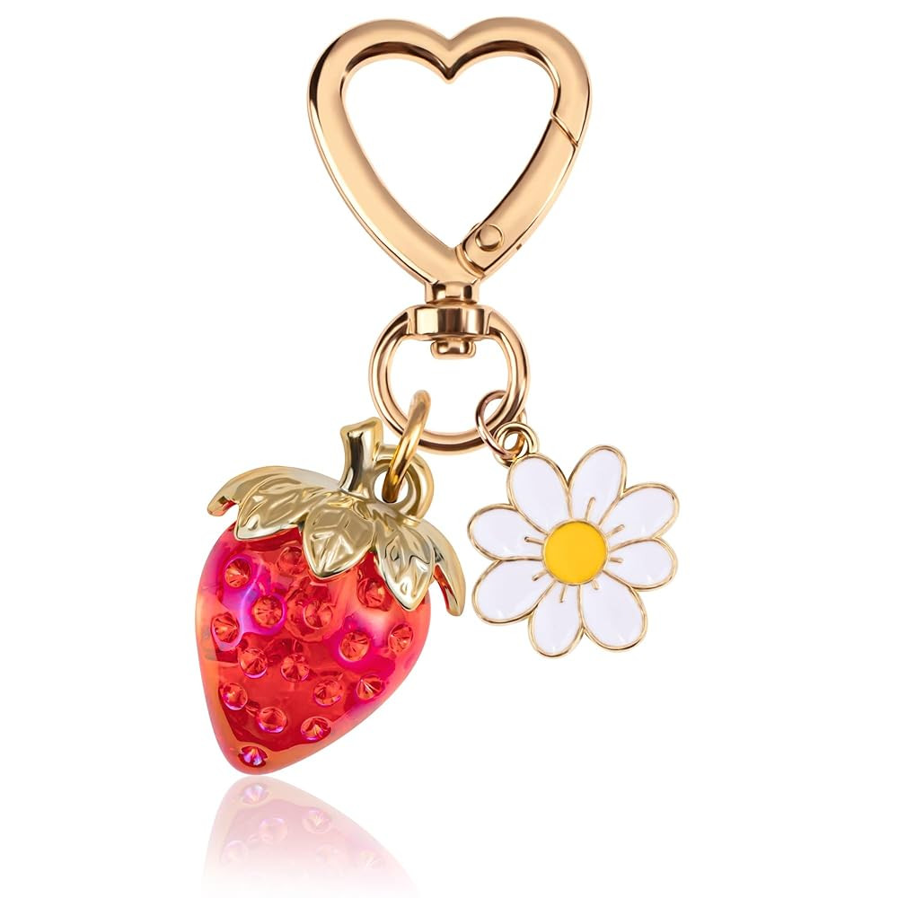 Wikavanli Cute Strawberry Keychain,Bag Charms,Kawaii Heart Flower Daisy Key chains Accessories De... | Amazon (US)