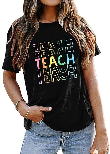 Teacher Shirts Women Back to School Tees Tops Funny Kindergarten Teaching Life Shirts Appreciatio... | Amazon (US)